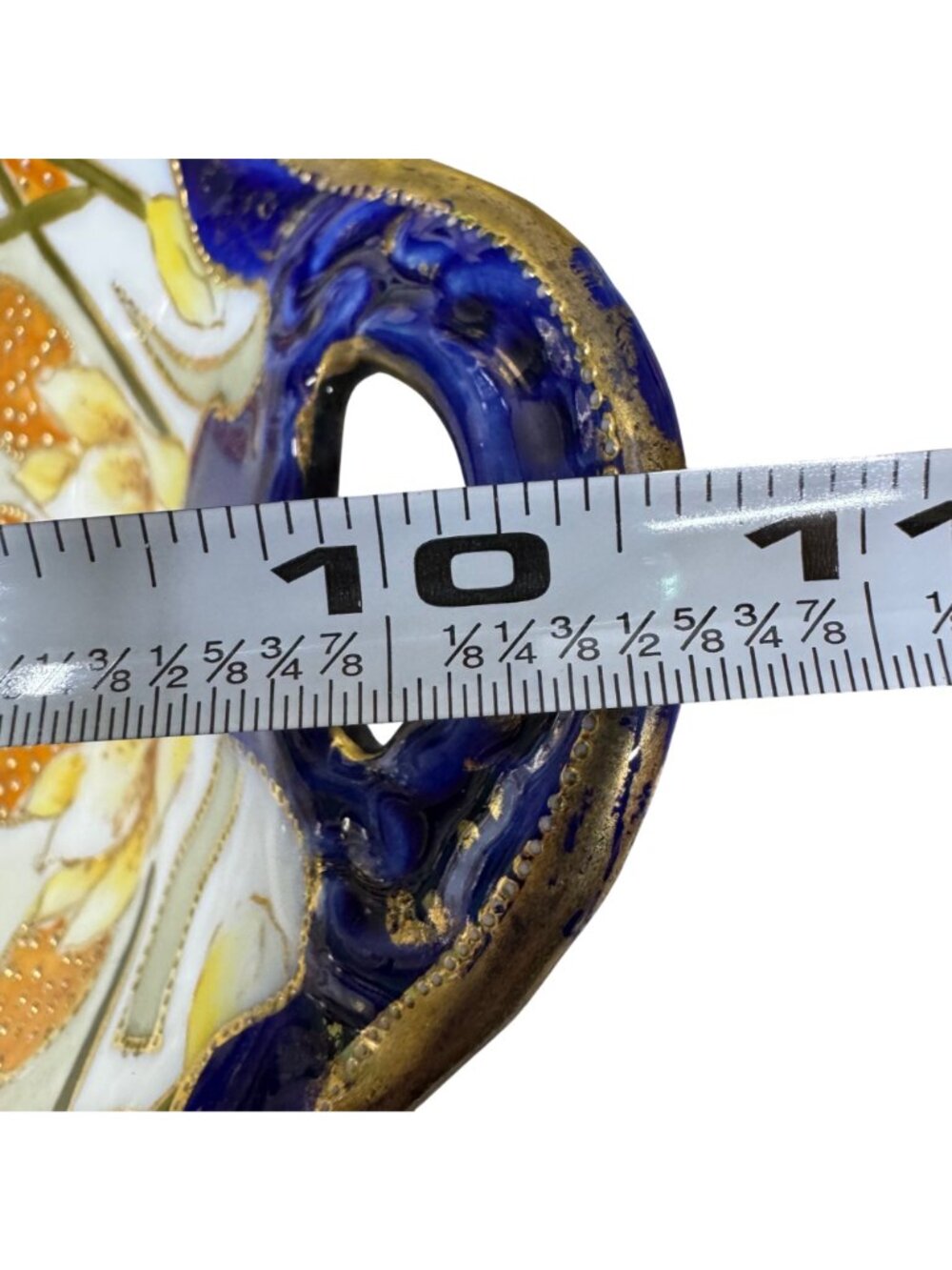 Vintage Imperial Nippon Porcelain Bowl Handles Cobalt Blue Gold Floral Gilt 10.5 - Picture 6 of 10